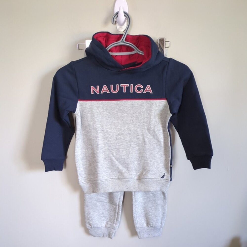 NWT Nautica Boys 2-piece Fleece Set Grey/Navy Colourblock Various Sizes